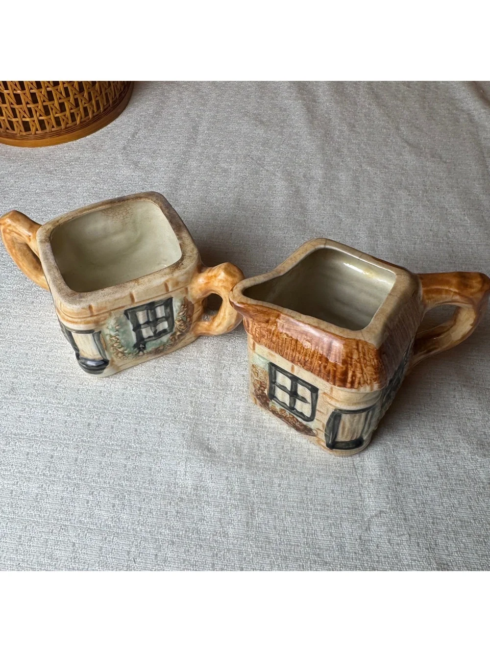 Vintage Cottage House Creamer Sugar Bowl Set Made in Japan Ceramic Cottageware